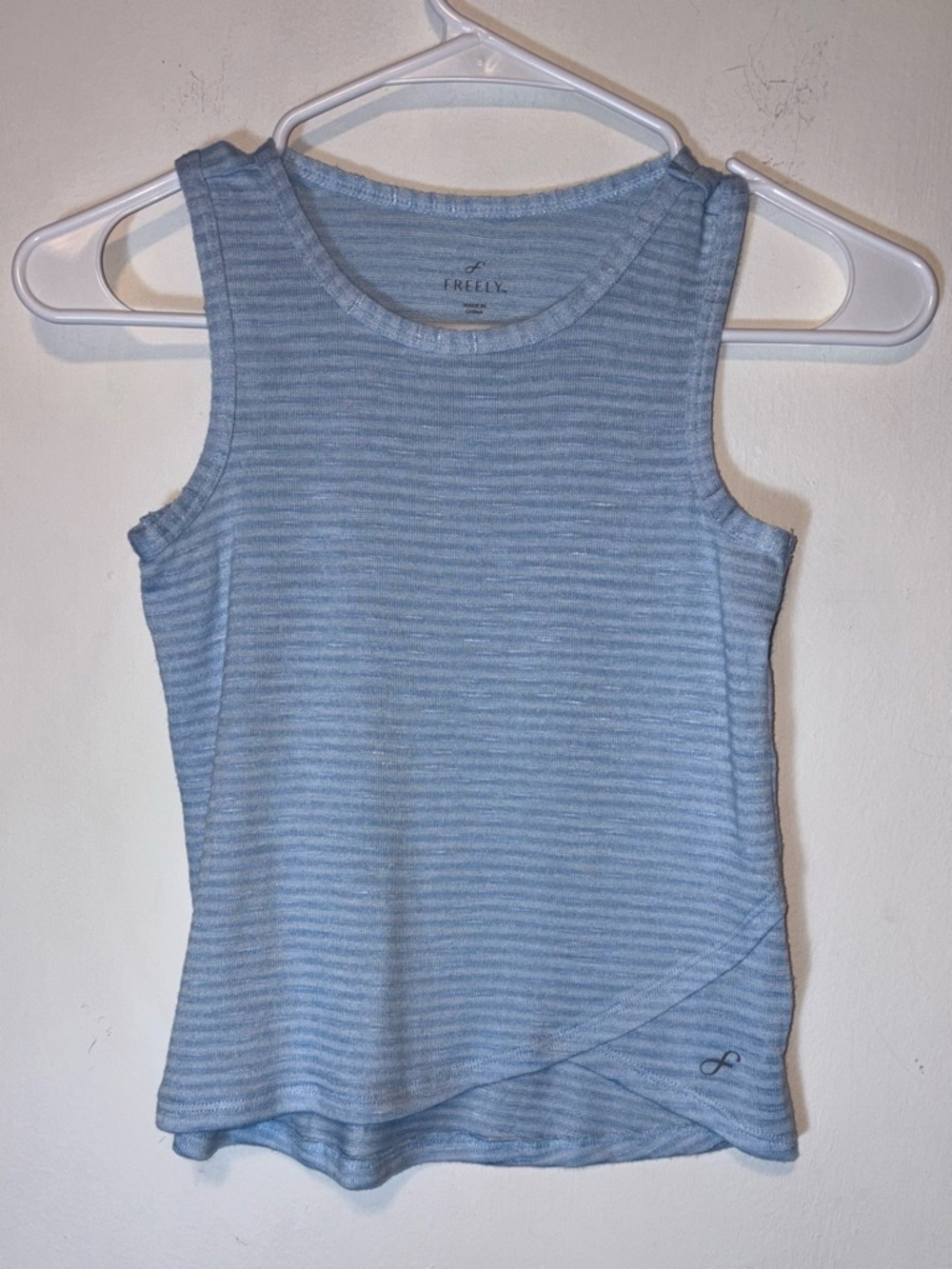 NEW Freely Blue & White Stripe Tank Size S Faux Wrap Super Soft Activewear